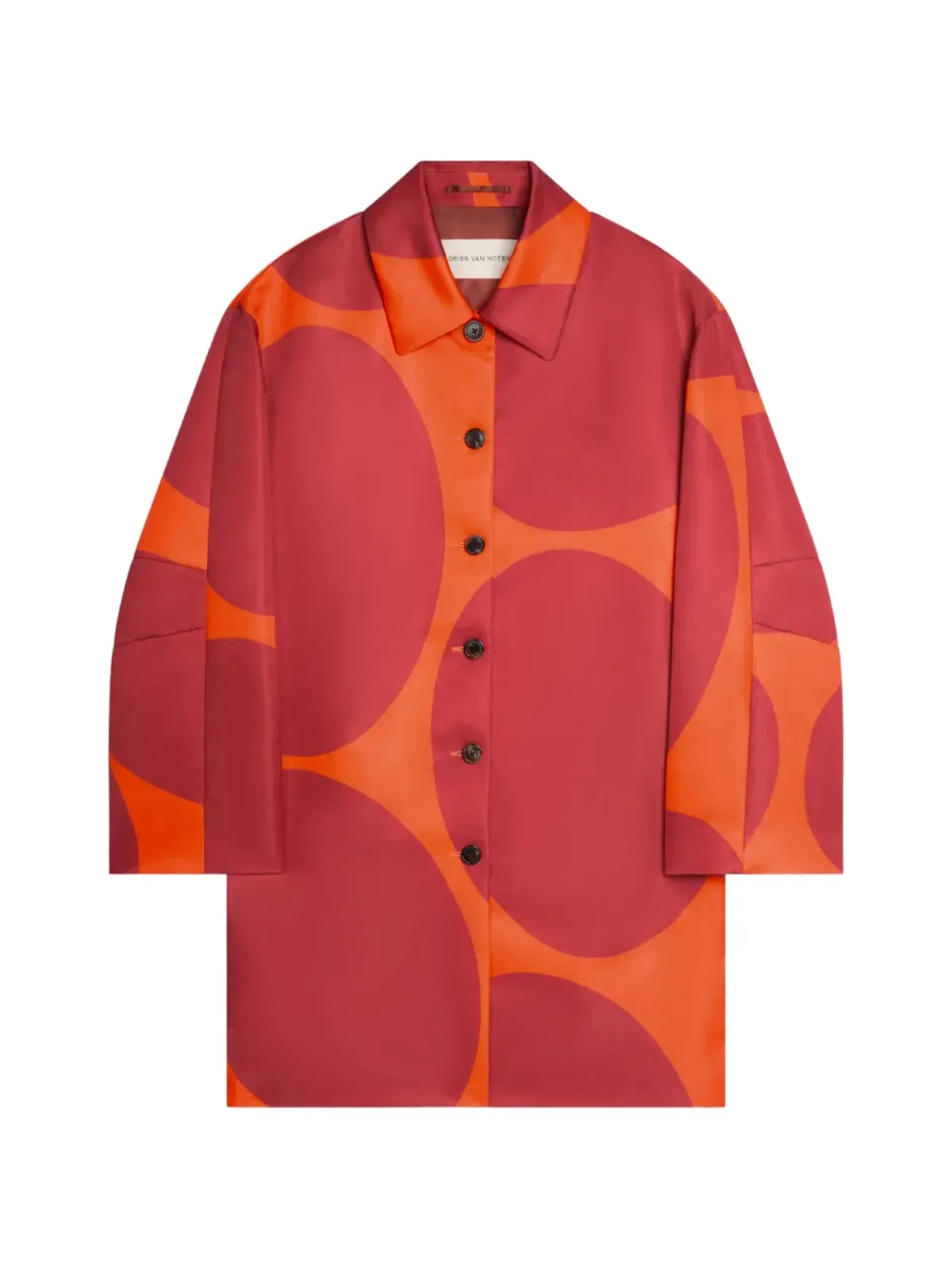 DRIES VAN NOTEN プリント Aライン オーバーサイズコート - レッド - 画像1