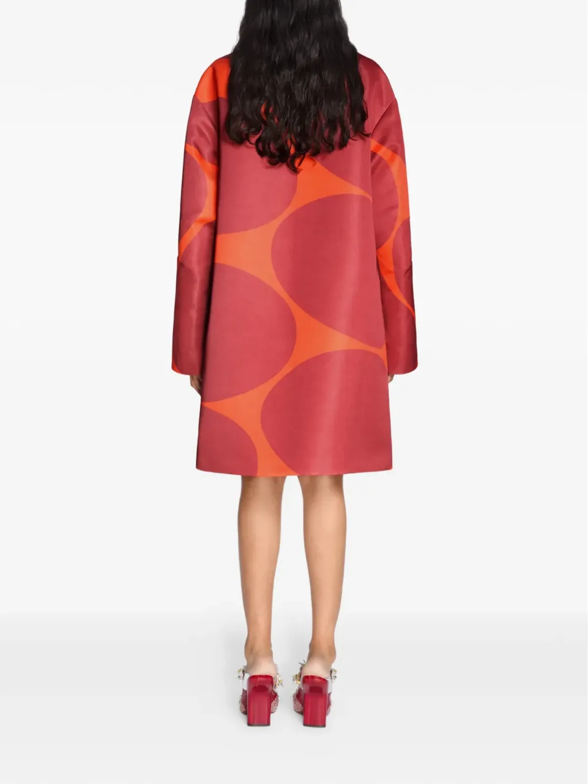 DRIES VAN NOTEN プリント Aライン オーバーサイズコート - レッド - 画像4