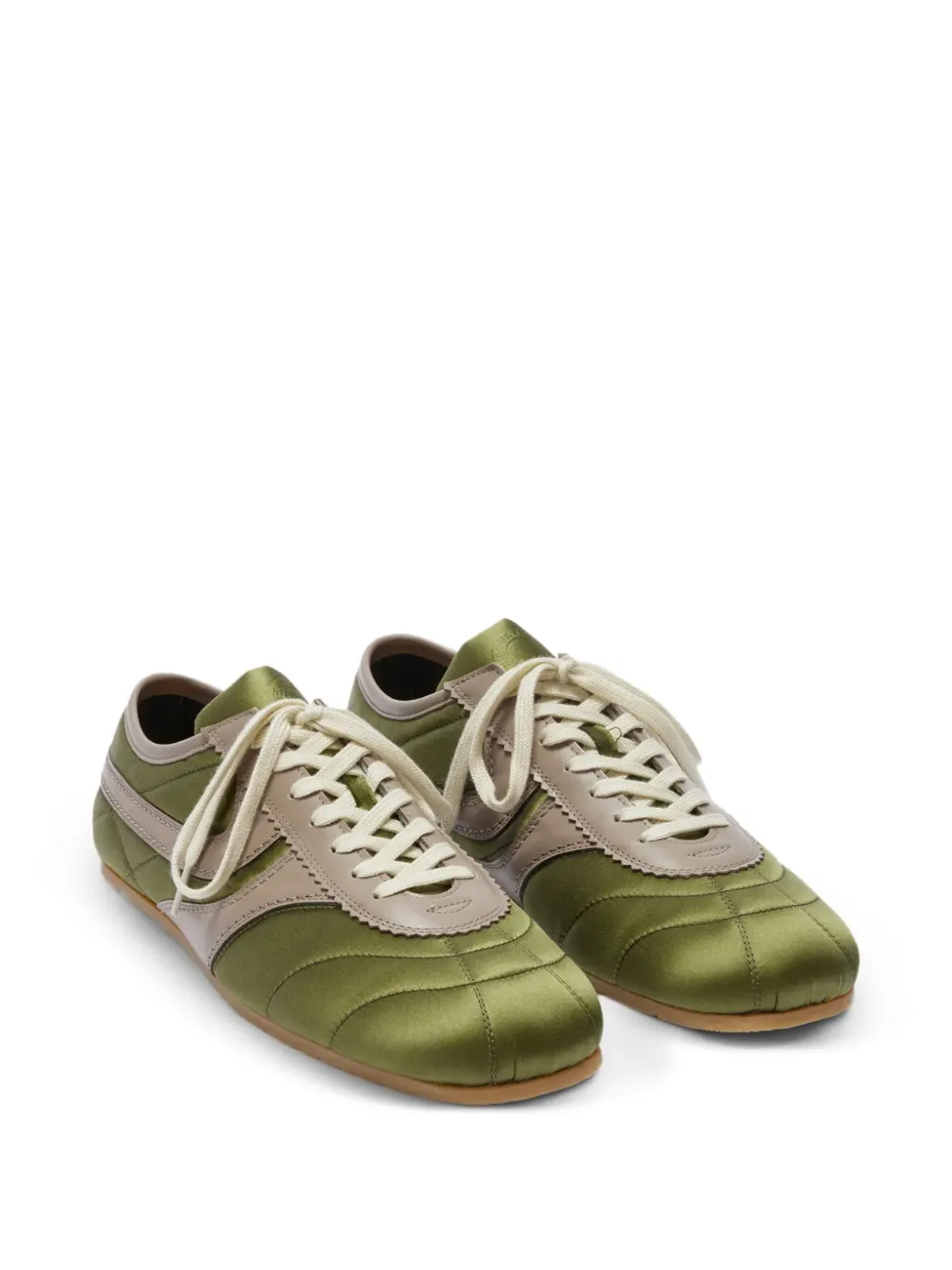 DRIES VAN NOTEN キルテッドサテンスニーカー グリーン - 画像2