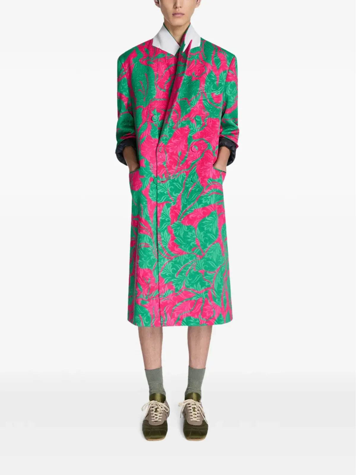 DRIES VAN NOTEN キルテッドサテンスニーカー グリーン - 画像4