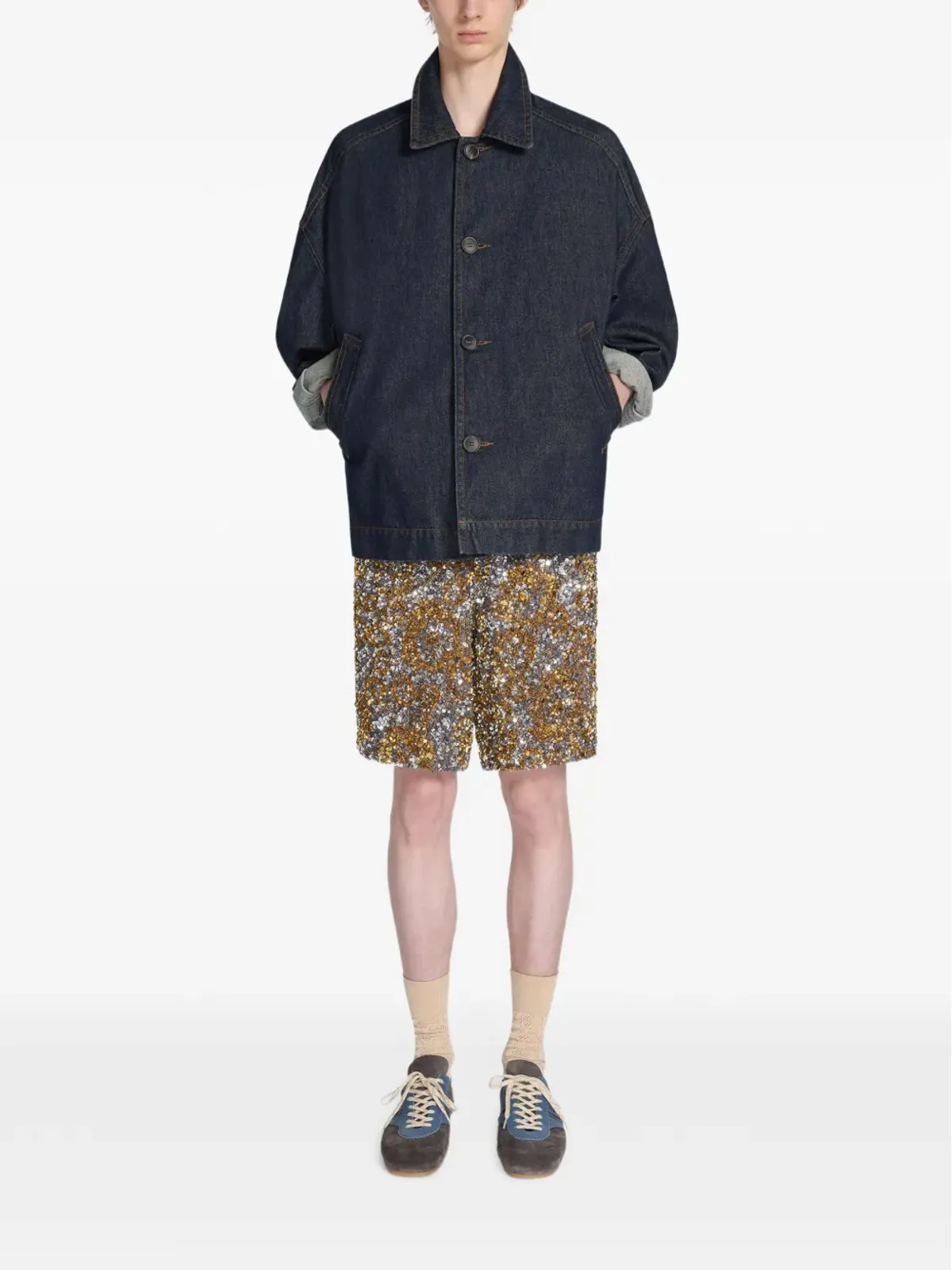 DRIES VAN NOTEN スエード レースアップ スニーカー - 画像4