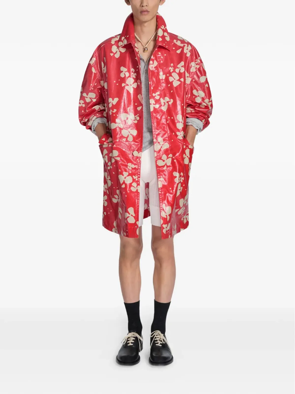 DRIES VAN NOTEN プリント入りのコーティングコート - 画像2