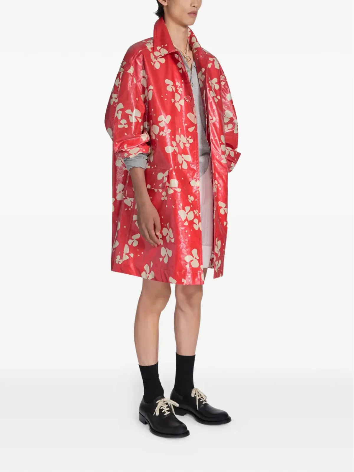 DRIES VAN NOTEN プリント入りのコーティングコート - 画像3