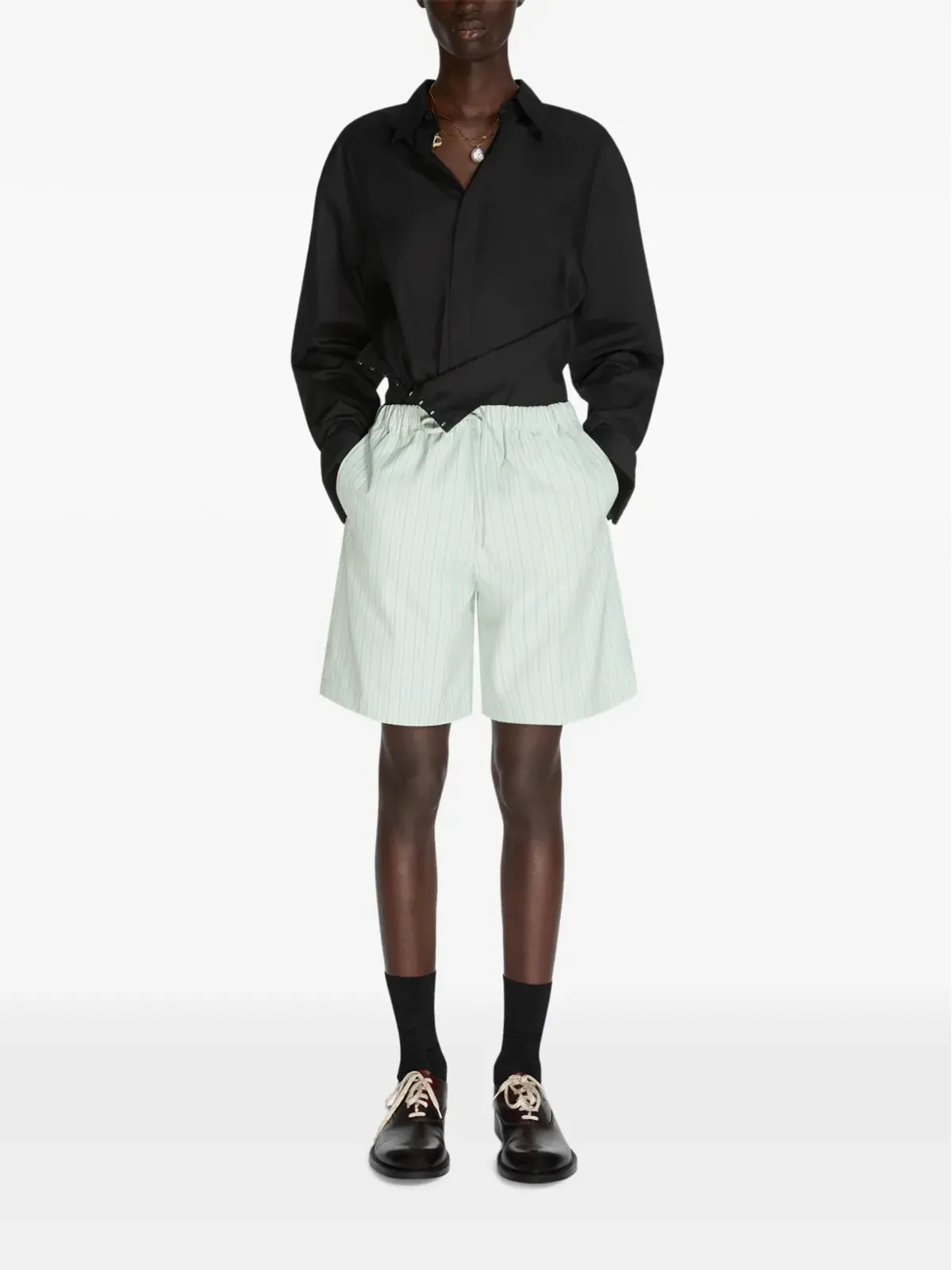 DRIES VAN NOTEN ストライプ柄ドローコード付きショートパンツ - 画像2