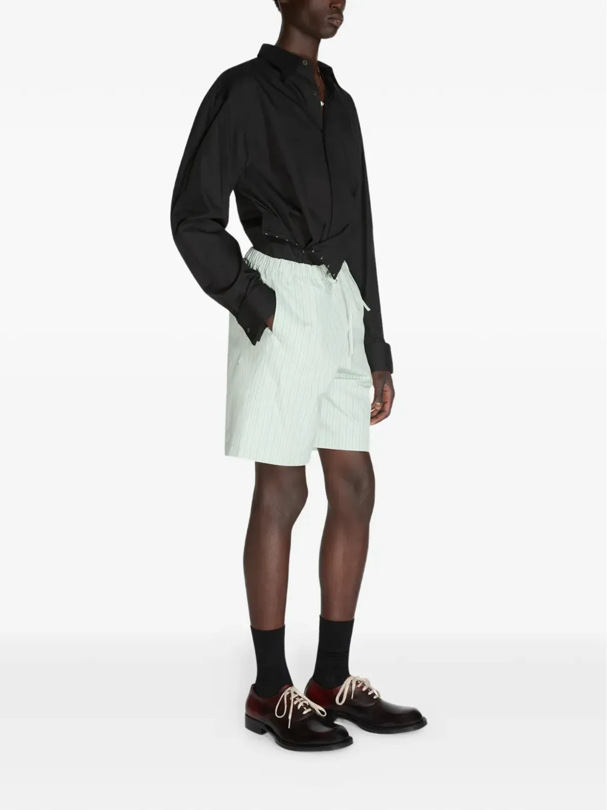 DRIES VAN NOTEN ストライプ柄ドローコード付きショートパンツ - 画像3