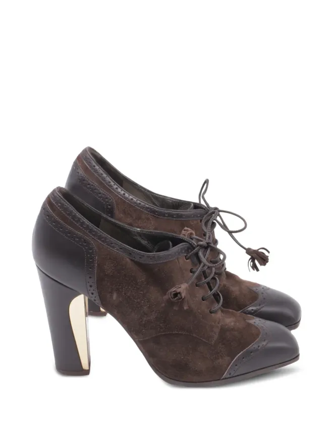 Ferragamo Pre-Owned Ferragamo Pre-Owned レースアップ ブローグ ヒールパンプスの商品画像