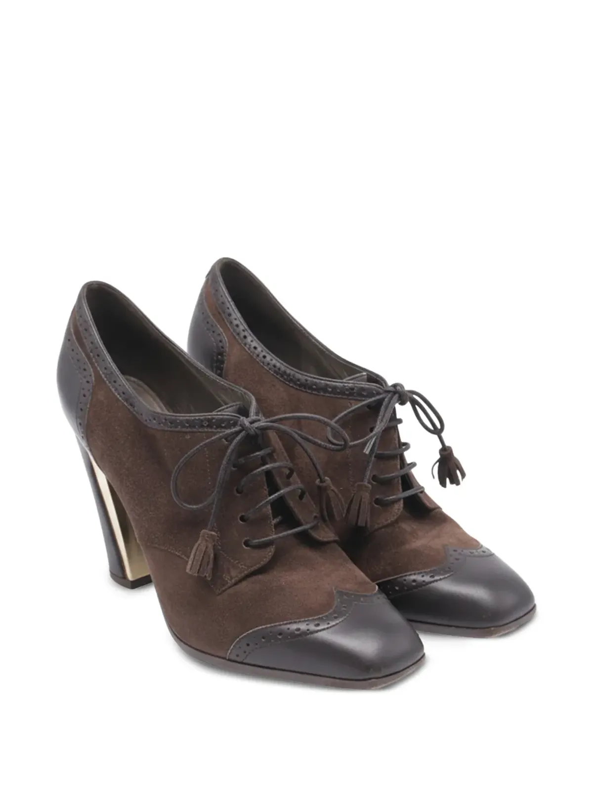 Ferragamo Pre-Owned レースアップ ブローグ ヒールパンプス - 画像2