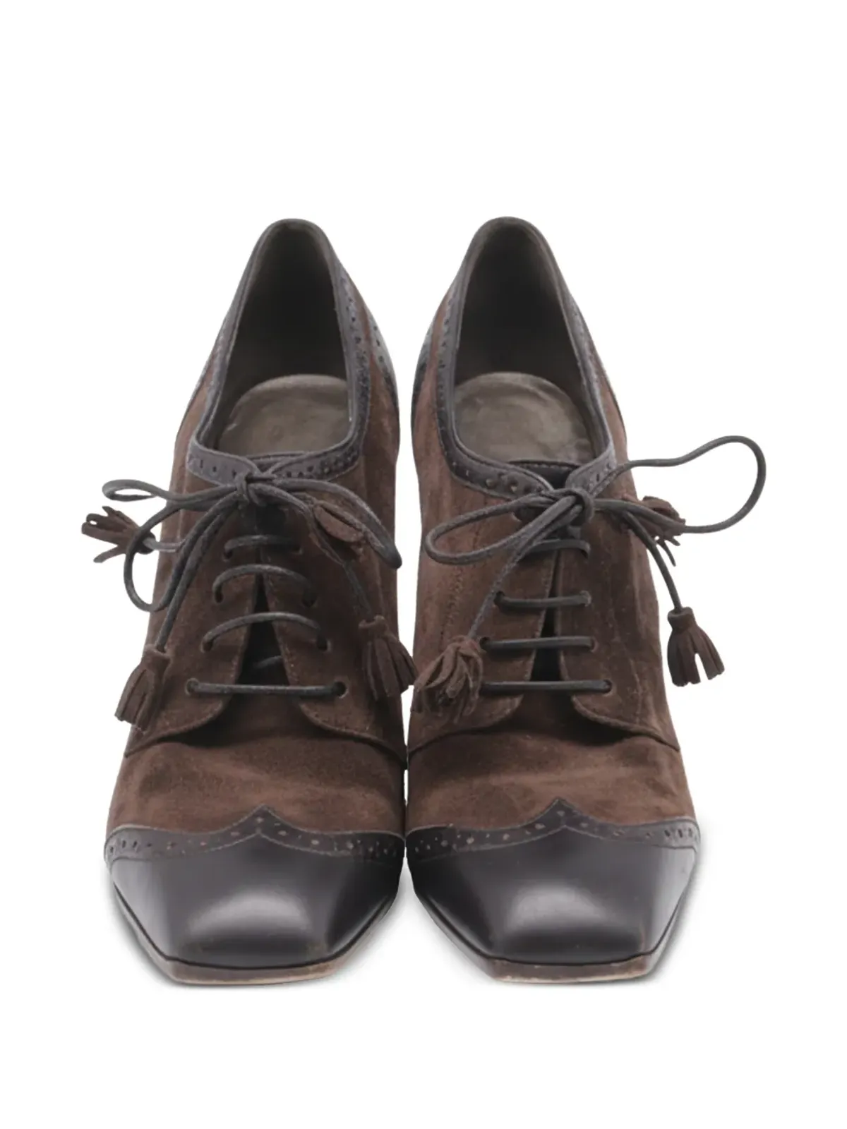 Ferragamo Pre-Owned レースアップ ブローグ ヒールパンプス - 画像4