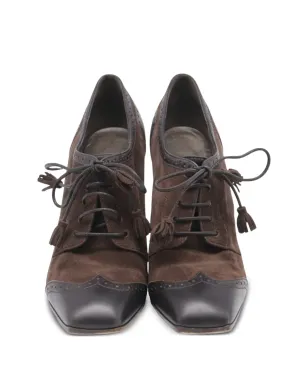 Ferragamo Pre-Owned レースアップ ブローグ ヒールパンプス - サムネイル4
