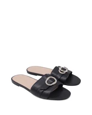 Stuart Weitzman クリスタル装飾レザーサンダル - ブラック - サムネイル2
