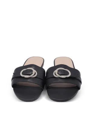Stuart Weitzman クリスタル装飾レザーサンダル - ブラック - サムネイル4