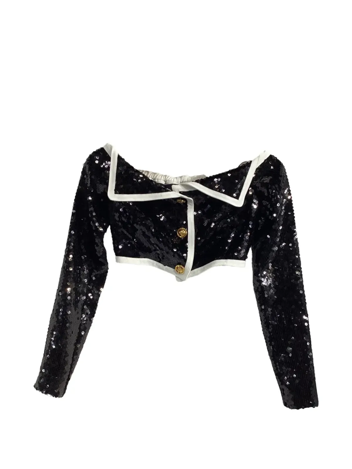 Giambattista Valli Vintage スパンコール付きオフショルダークロップトップ - ブラック - 画像2