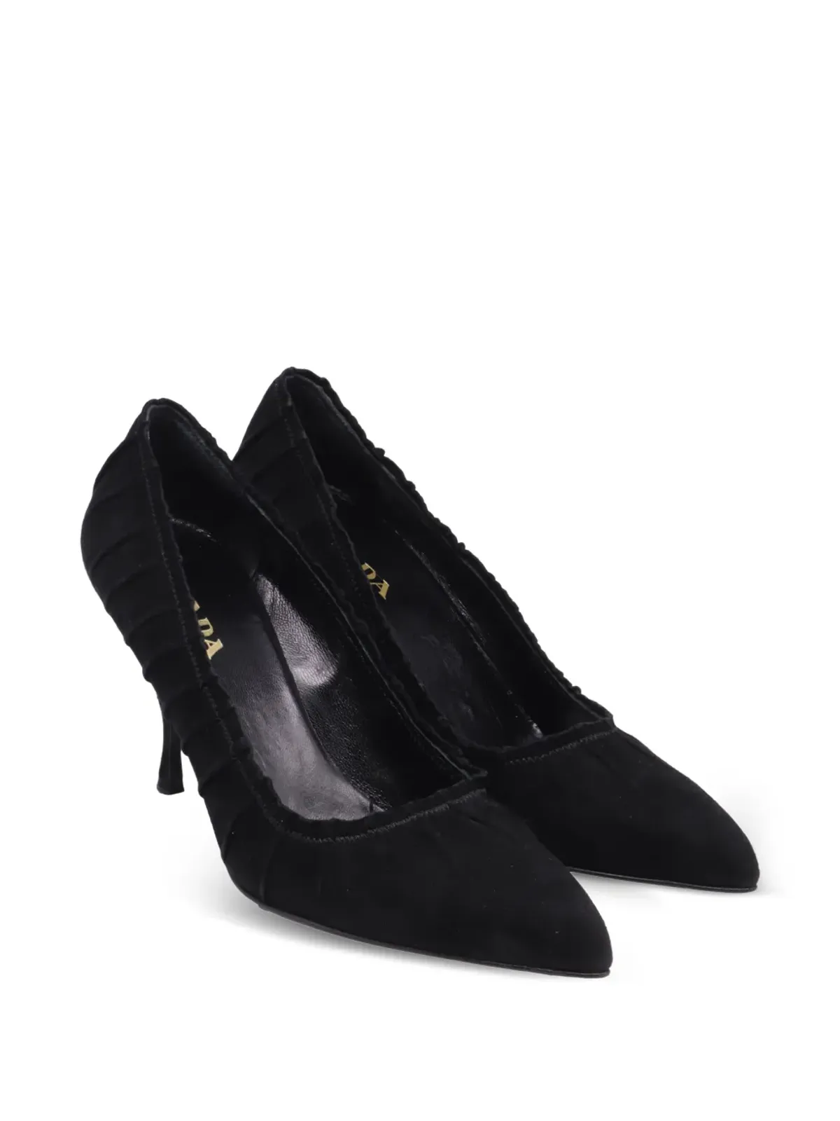 Prada Pre-Owned プリーツ入りポインテッドトゥパンプス - ブラック - 画像2
