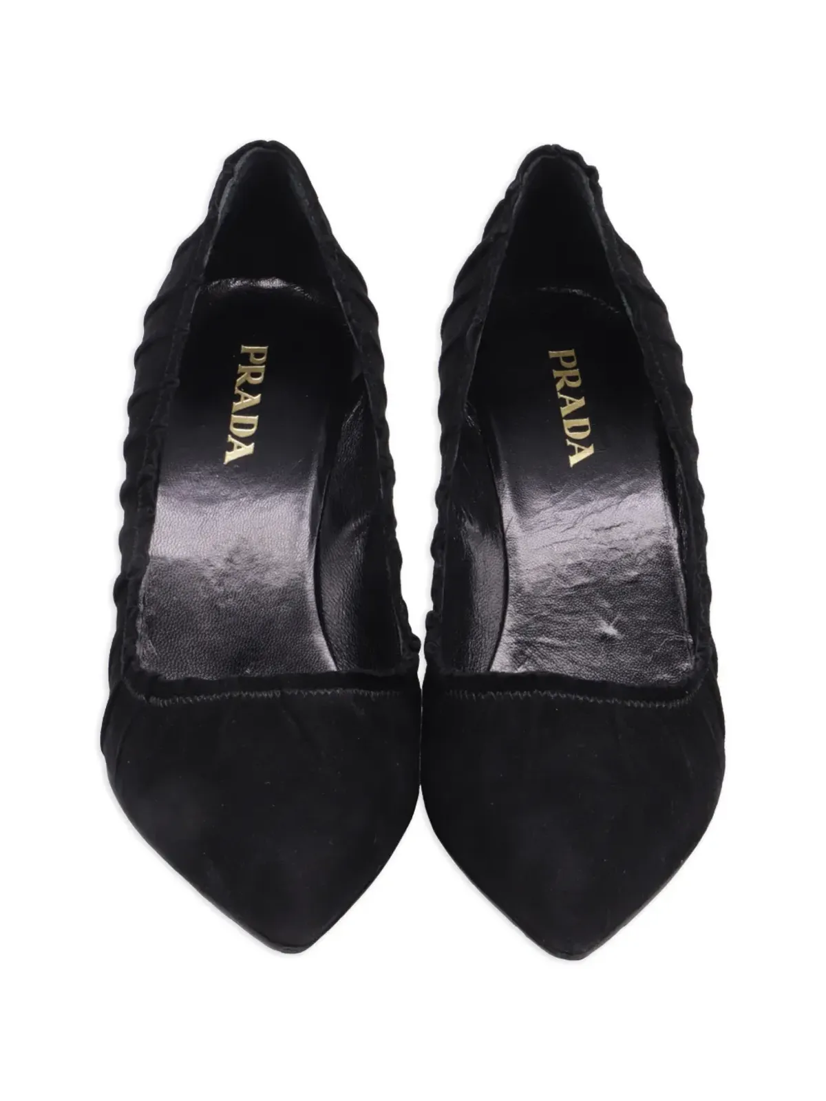 Prada Pre-Owned プリーツ入りポインテッドトゥパンプス - ブラック - 画像4