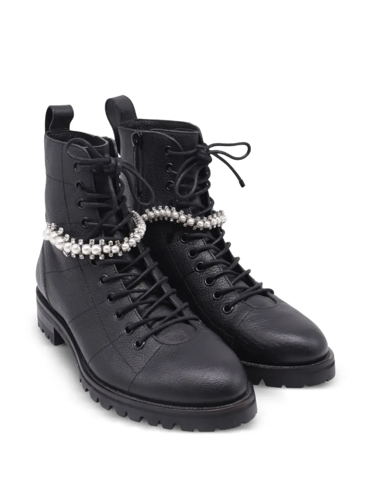 Jimmy Choo Pre-Owned クリスタル装飾レースアップブーツ - 画像2