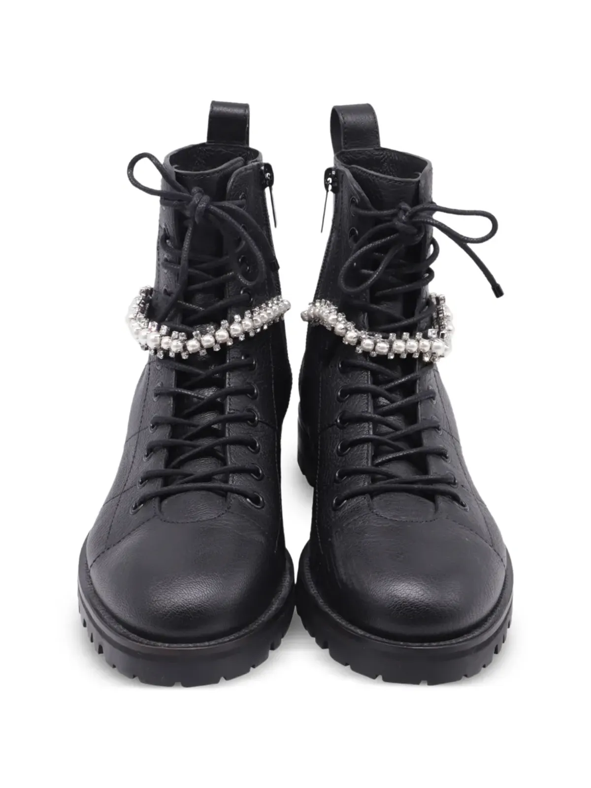 Jimmy Choo Pre-Owned クリスタル装飾レースアップブーツ - 画像4