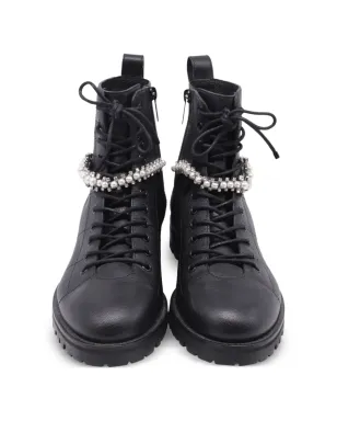 Jimmy Choo Pre-Owned クリスタル装飾レースアップブーツ - サムネイル4