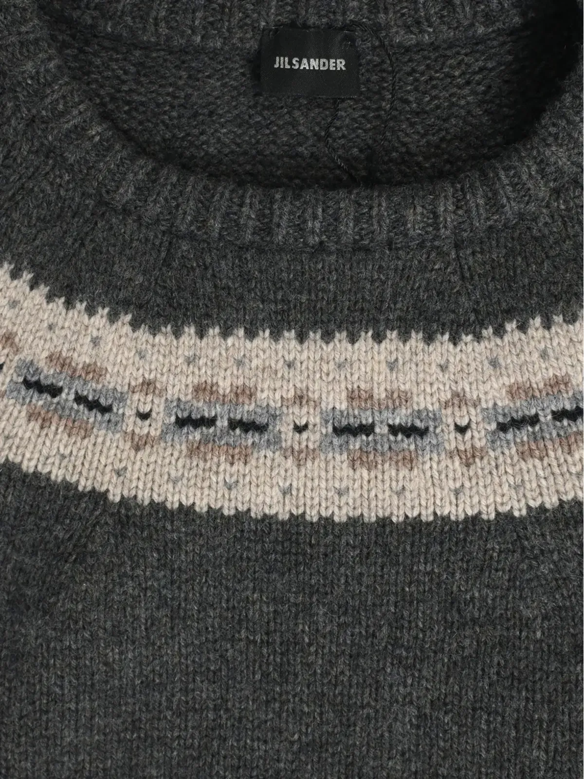 Jil Sander パターン入りクルーネックセーター グレー - 画像4