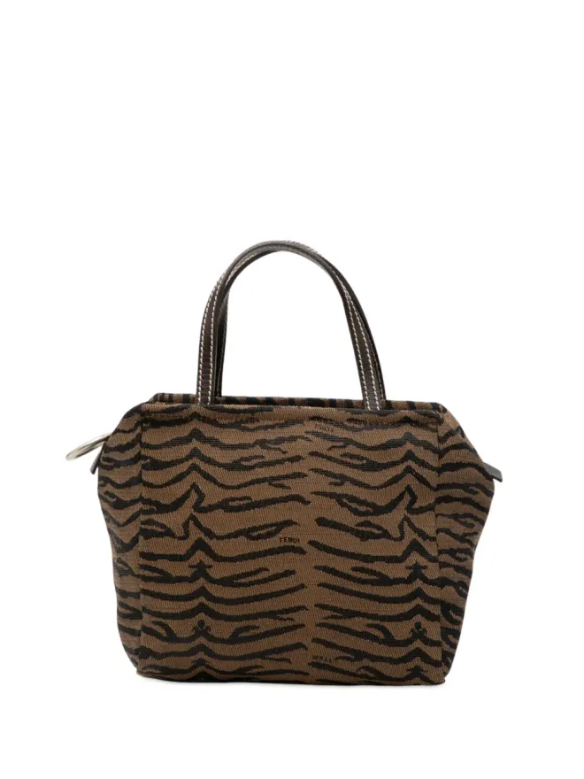Fendi Pre-Owned Fendi Pre-Owned キャンバス地ゼブラプリント ハンドバッグ ブラウンの商品画像