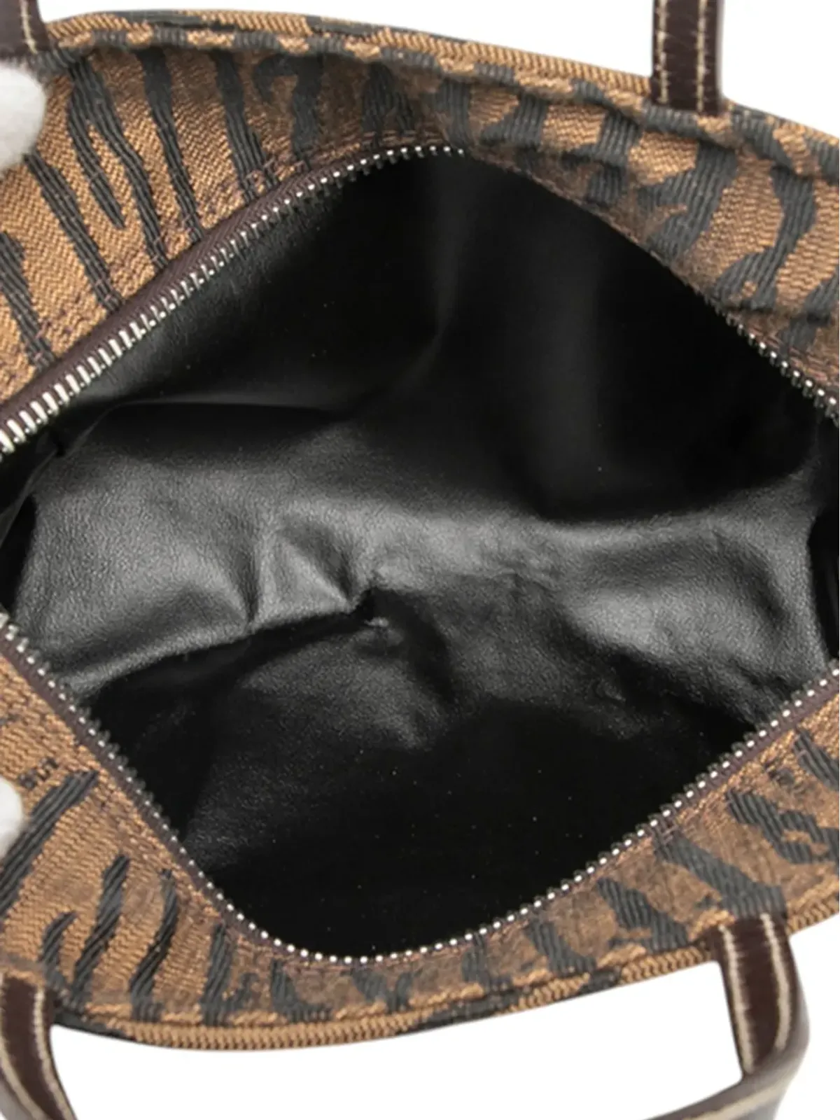 Fendi Pre-Owned キャンバス地ゼブラプリント ハンドバッグ ブラウン - 画像5