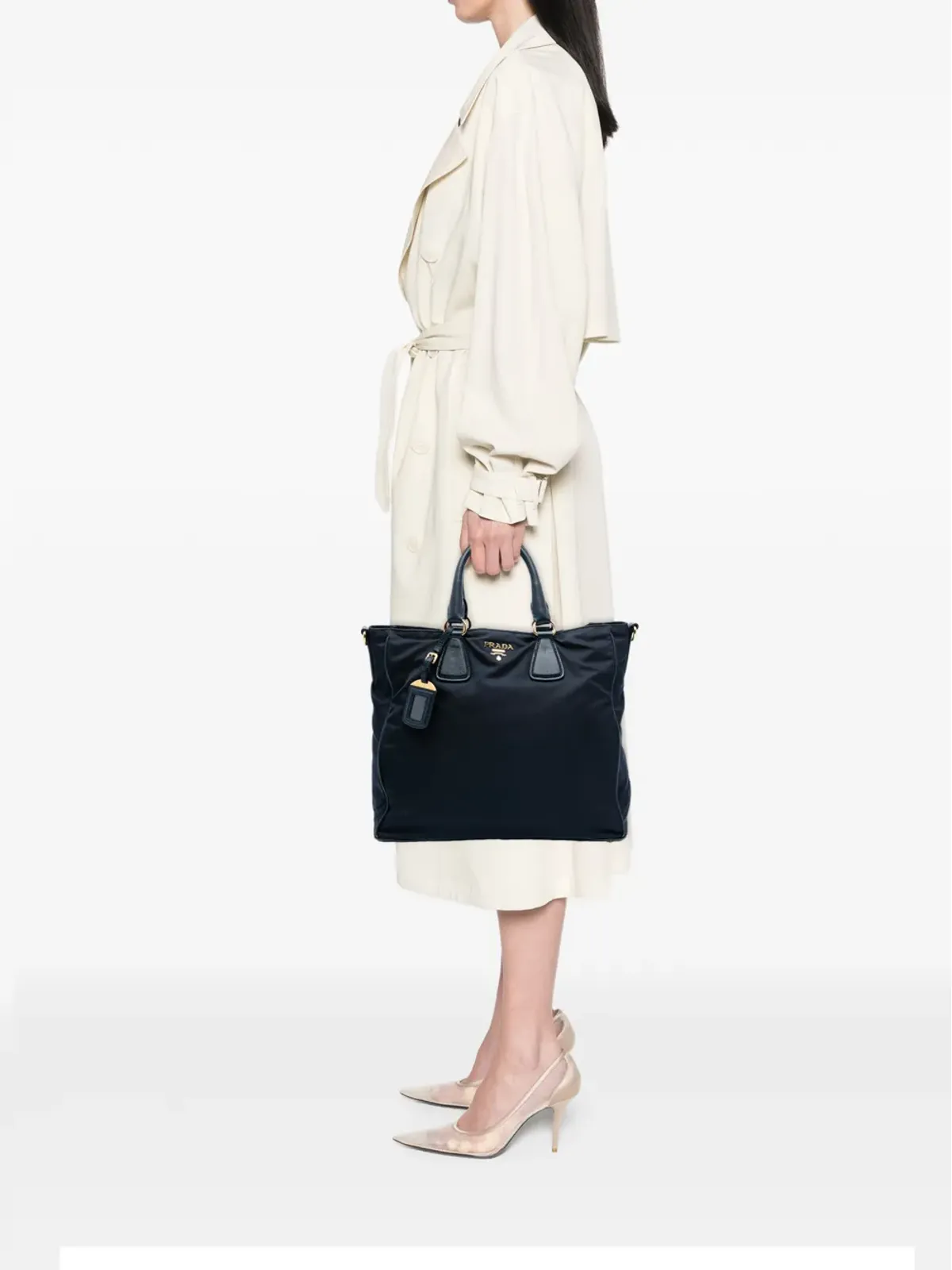 Prada Vintage サフィアーノ・トリム テッスート サッチェル - 画像2