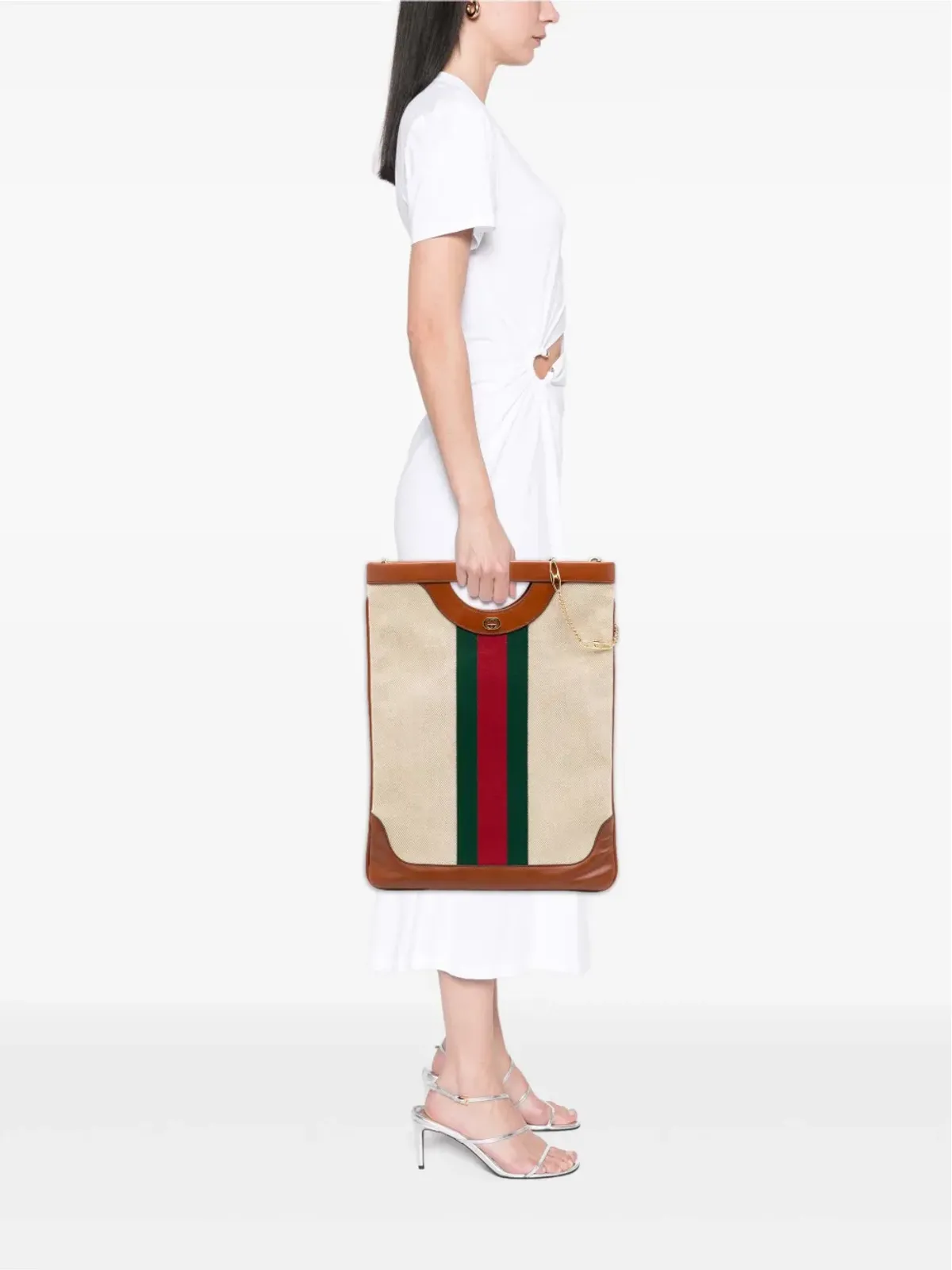 Gucci Pre-Owned キャンバス地ウェブサッチェル - 画像2