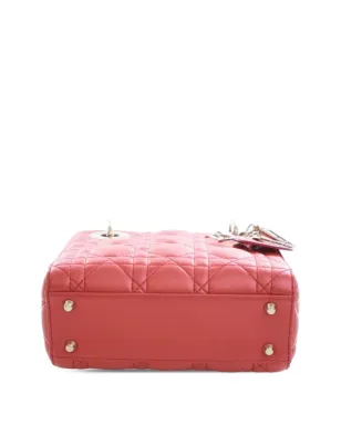 Christian Dior ビンテージ 2014 イリデセント ラムスキン カナージュ レディ ディオール サッチェル - レッド - サムネイル5