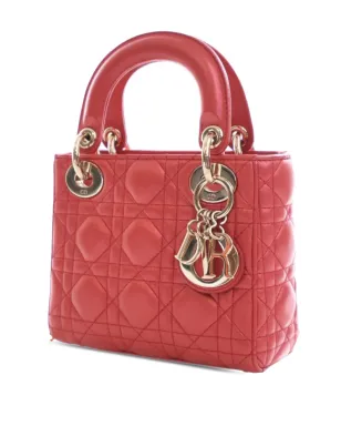 Christian Dior ビンテージ 2014 イリデセント ラムスキン カナージュ レディ ディオール サッチェル - レッド - サムネイル3