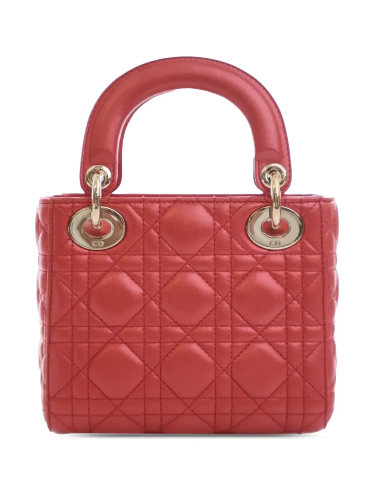 Christian Dior ビンテージ 2014 イリデセント ラムスキン カナージュ レディ ディオール サッチェル - レッド - 画像4