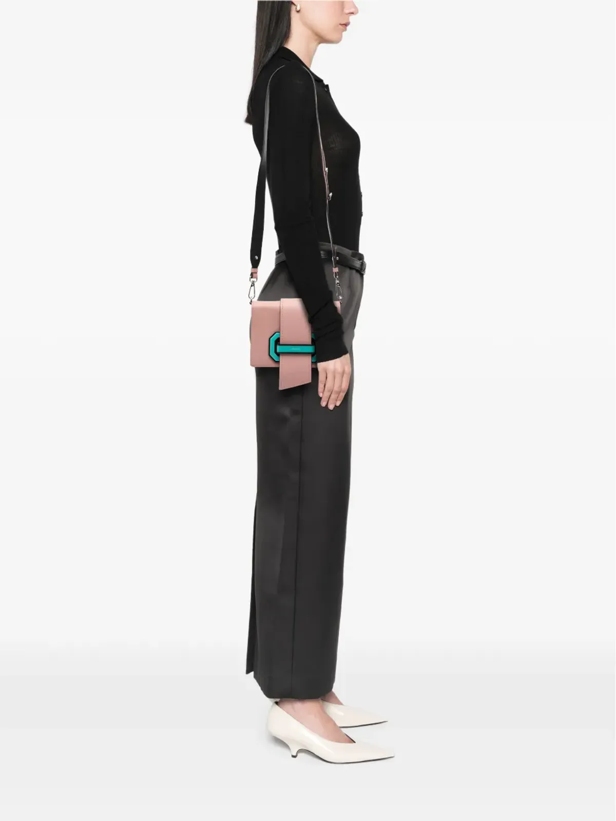 Prada ビンテージ シティ カーフ プレックスリボン クロスボディバッグ - 画像2