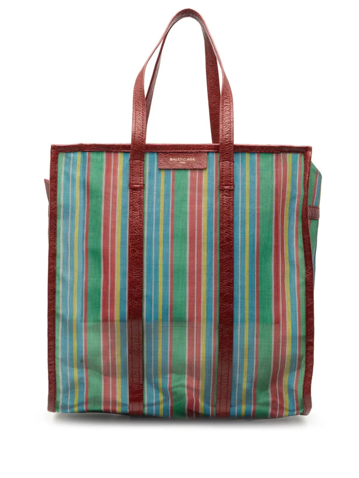 Balenciaga Pre-Owned 2017年ストライプメッシュ バザール ショパー サッチェル - 画像1