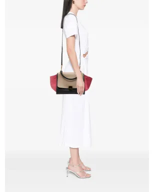 Celine Pre-Owned 2014 Small Tricolor Calfskin and Suede Trapeze satchel - Black - サムネイル2