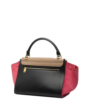 Celine Pre-Owned 2014 Small Tricolor Calfskin and Suede Trapeze satchel - Black - サムネイル3