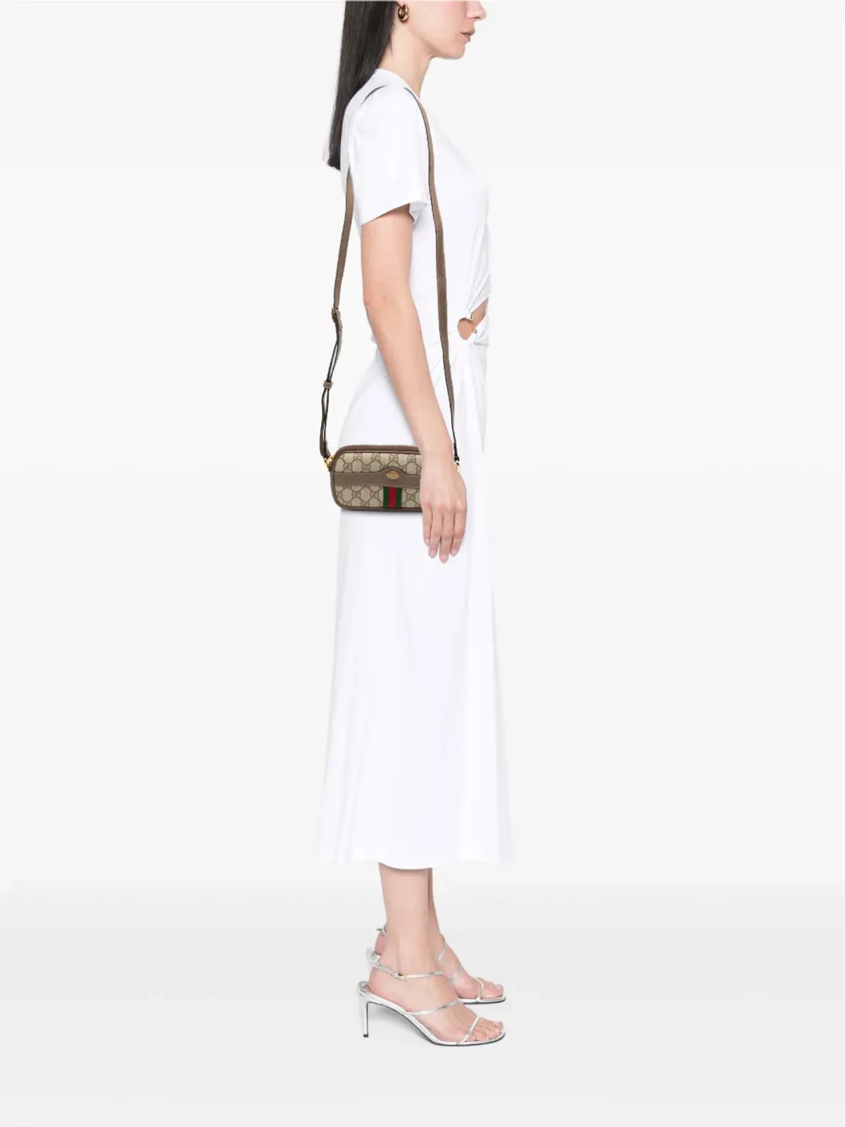 Gucci Pre-Owned ミニGG Supreme Web Ophidia クロスボディバッグ ブラウン - 画像2