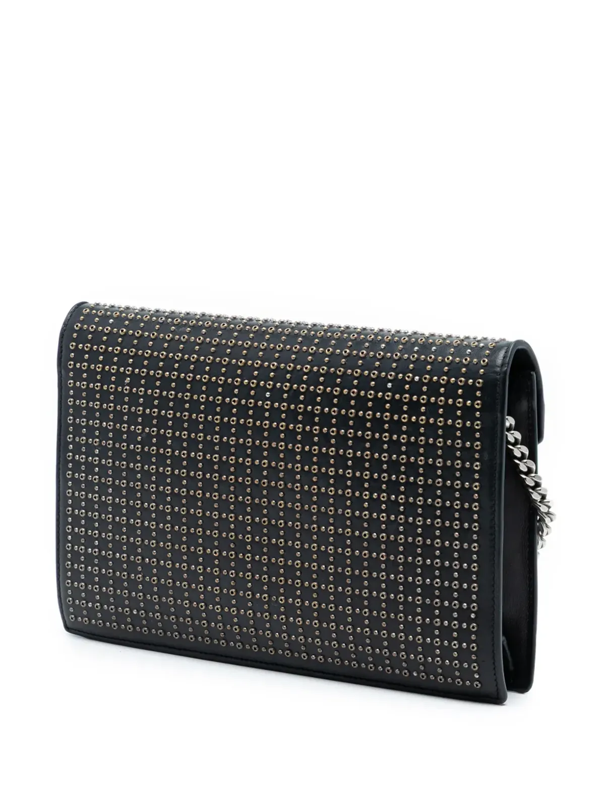 Saint Laurent Pre-Owned スタッズ付きレザーモノグラム Le Sept チェーンバッグ クロスボディ ブラック - 画像3
