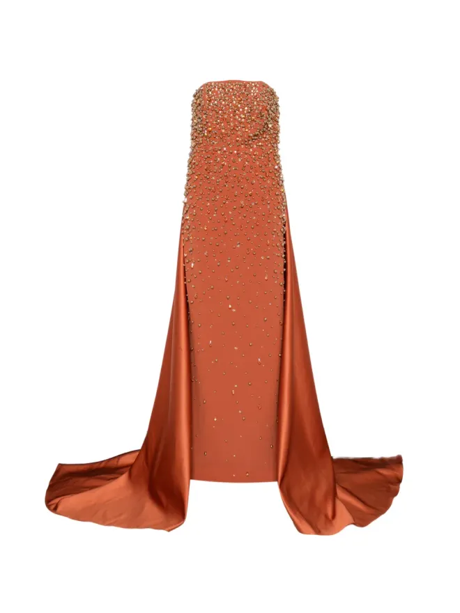 JEAN-LOUIS SABAJI JEAN-LOUIS SABAJI embellished strapless maxi dress - Brownの商品画像