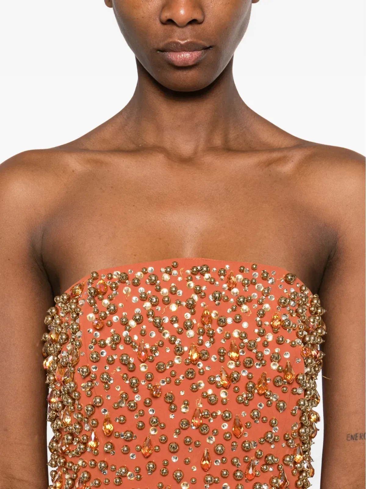 JEAN-LOUIS SABAJI embellished strapless maxi dress - Brown - 画像5