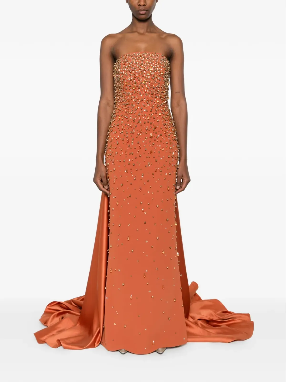 JEAN-LOUIS SABAJI embellished strapless maxi dress - Brown - 画像3