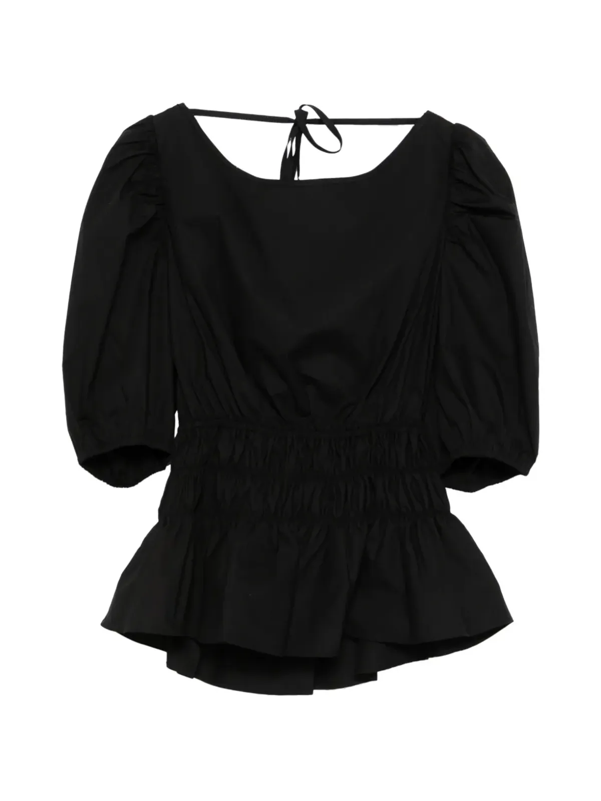 PINKO Joandra スモック入りパフスリーブトップ - ブラック - 画像1