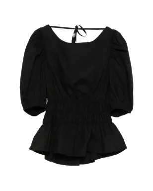 PINKO Joandra スモック入りパフスリーブトップ - ブラック - サムネイル1