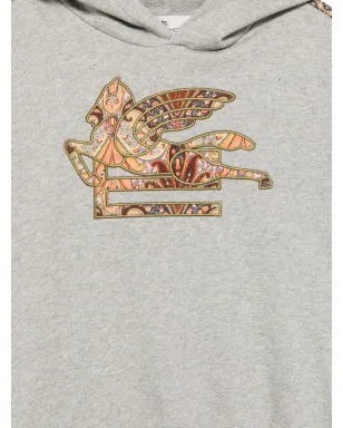 ETRO KIDS ペイズリーロゴ入りフード付きパーカー - グレー - サムネイル3