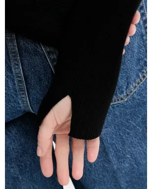 Filippa K ヘンリーネック リブ編みセーター - ブラック - サムネイル5