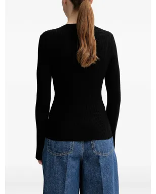 Filippa K ヘンリーネック リブ編みセーター - ブラック - サムネイル3