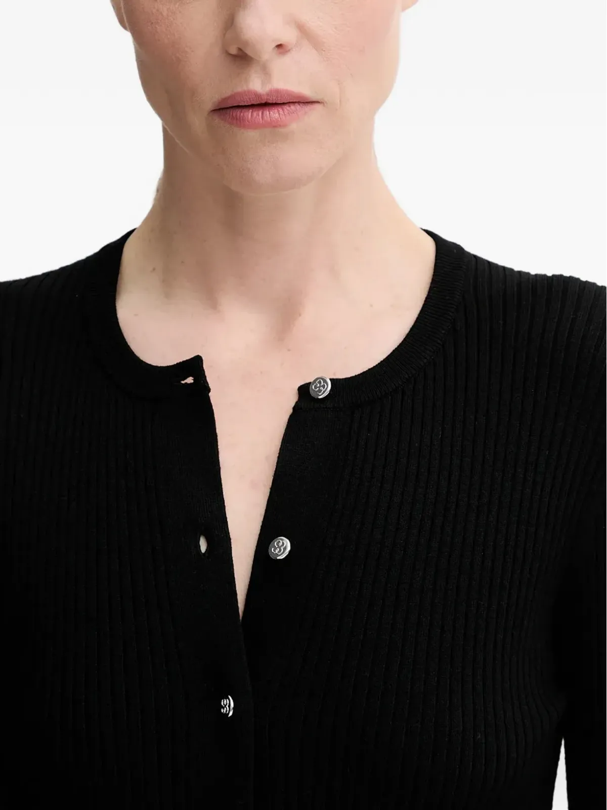 Filippa K ヘンリーネック リブ編みセーター - ブラック - 画像4