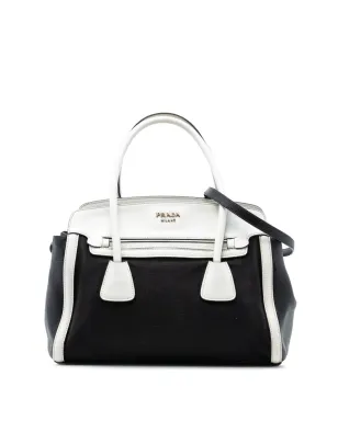 Prada Pre-Owned バイカラー サフィアーノ キュイール トリム キャンバス サッチェル - ブラック - サムネイル1