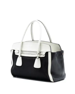 Prada Pre-Owned バイカラー サフィアーノ キュイール トリム キャンバス サッチェル - ブラック - サムネイル3