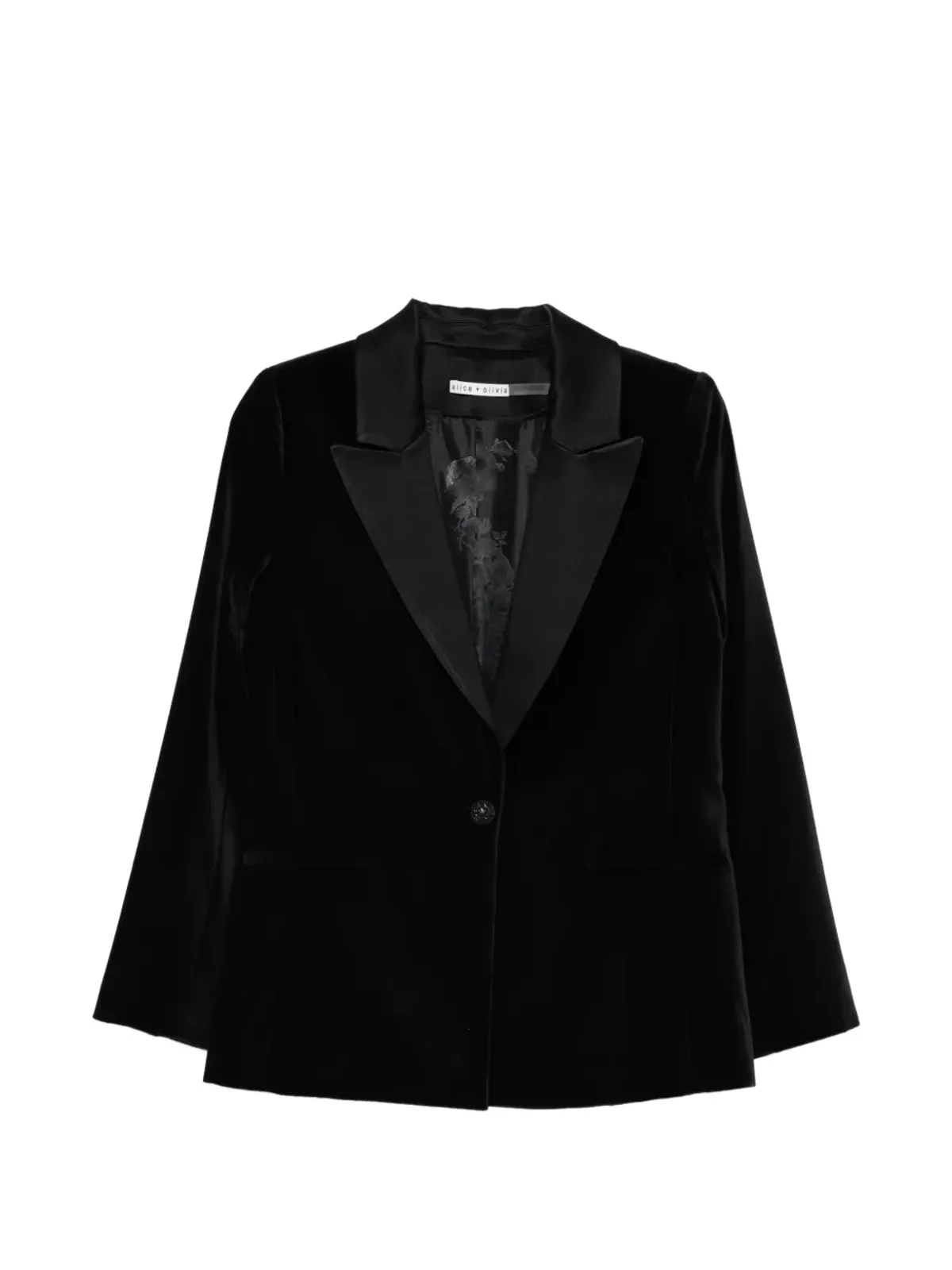alice + olivia シラス ベルベット ショールカラー ブレザー（ブラック） - 画像1