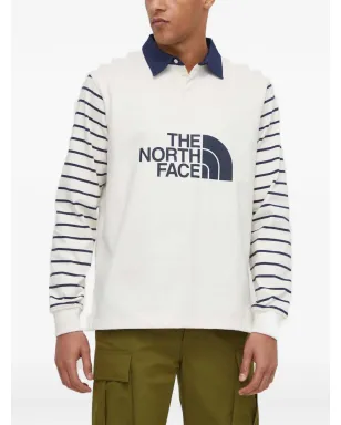 The North Face オフホワイト ストライプ袖 ロゴプリント ポロシャツ - サムネイル1