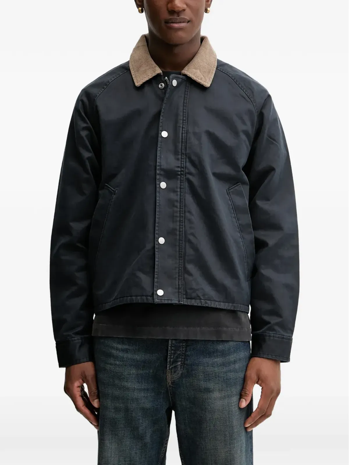 Abercrombie & Fitch 襟付きシャツジャケット ブルー - 画像1