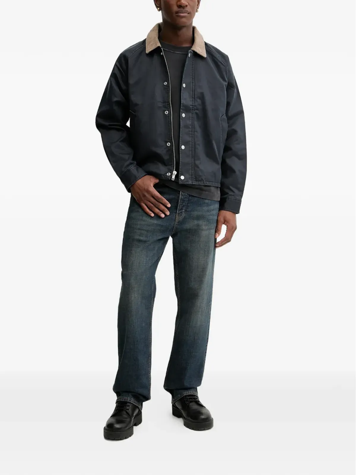 Abercrombie & Fitch 襟付きシャツジャケット ブルー - 画像2